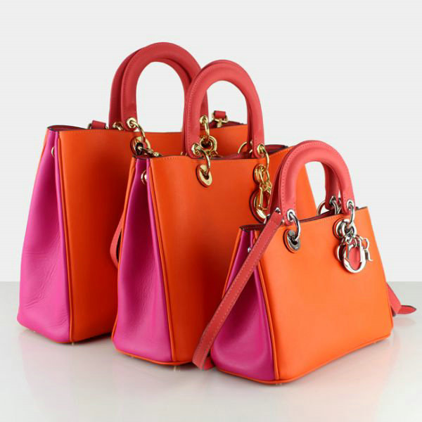 mini dior diorissimo original calfskin leather bag 44375 orange&peach&red